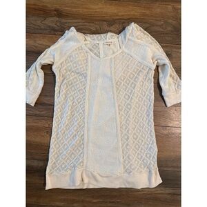 Meadow Rue Anthro Size Medium Cream Whispering Winds Hooded Tunic